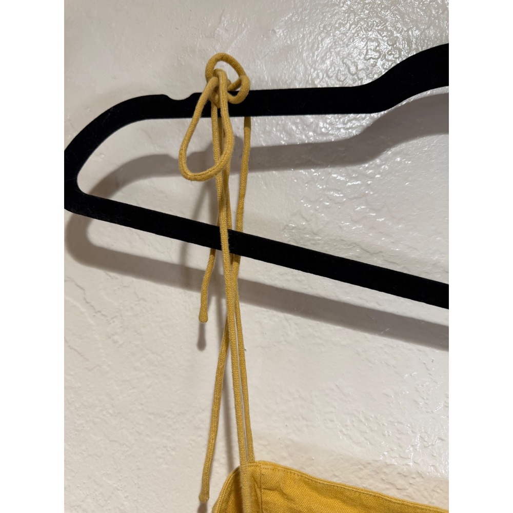 Old Navy Womens Mustard Yellow Linen Blend Tie Strap Smocked Mini Dress Size M - Picture 5 of 10